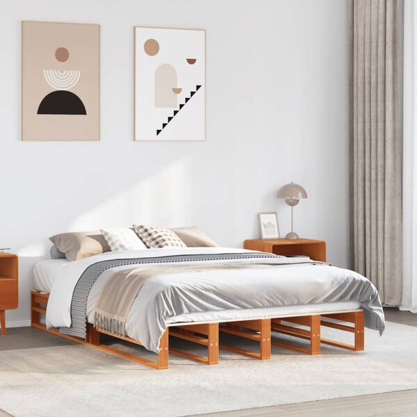 vidaXL Cadre de lit sans matelas cire marron 120x200cm bois pin massif