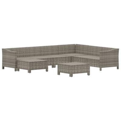 vidaXL Salon de jardin 8 pcs avec coussins Gris Résine tressée