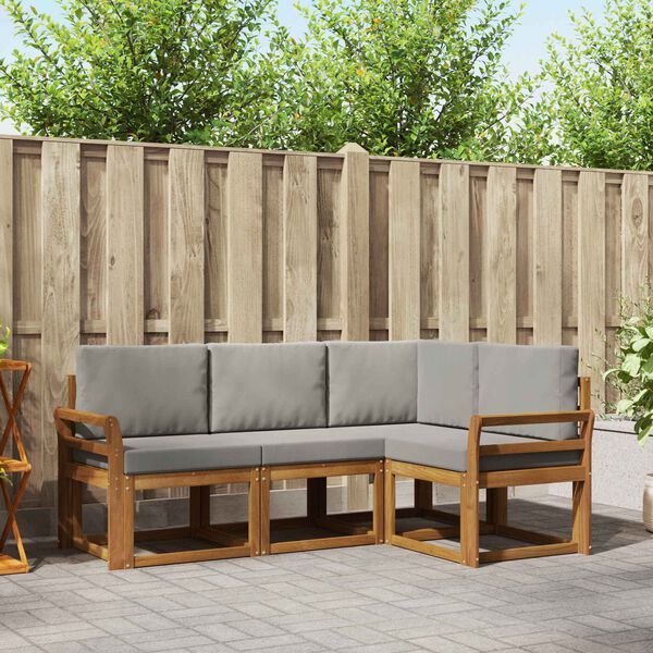 vidaXL Ensemble de canap&eacute;s d'ext&eacute;rieur 4 pcs Gris Naturel et Clair