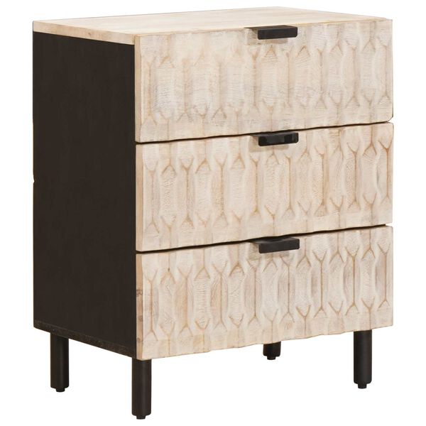 vidaXL Cabinet de chevet Blanc 50 x 33 x 62 cm Bois de mangue massif