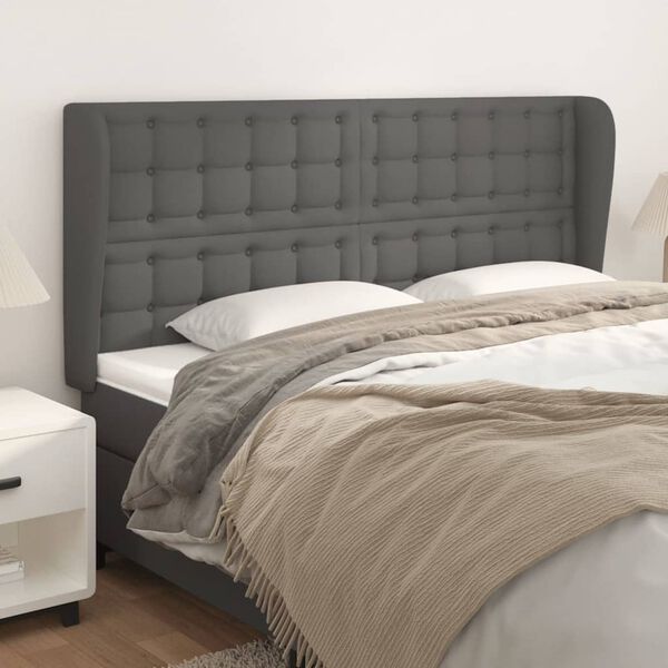 vidaXL T&ecirc;te de lit avec oreilles Gris 203x23x118/128 cm Similicuir