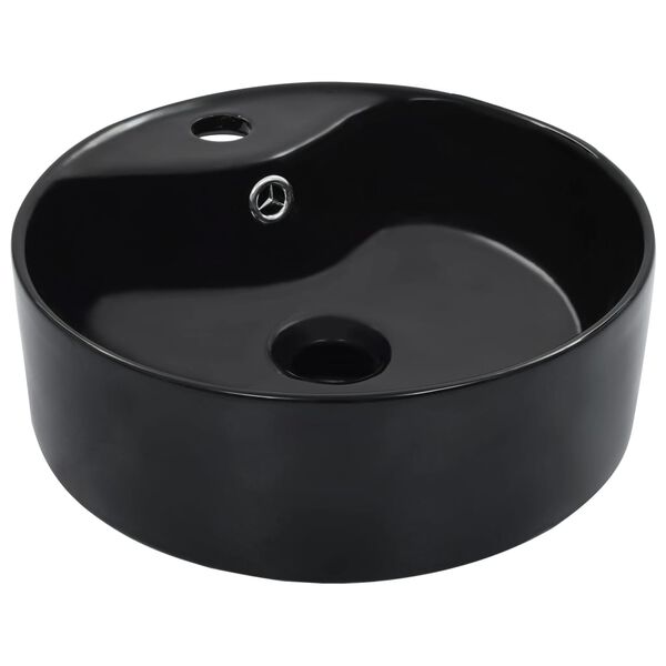 vidaXL Lavabo avec trop-plein 36x13 cm Céramique Noir