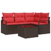vidaXL Ensemble de canap&eacute; de jardin 5 pcs Marron et rouge polyrotin