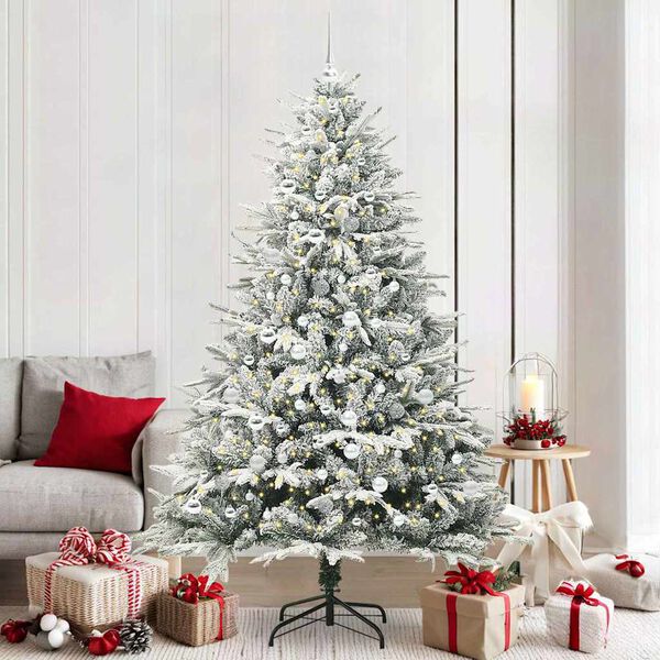 vidaXL Arbre de No&euml;l artificiel pr&eacute;-&eacute;clair&eacute; avec ensemble de boules