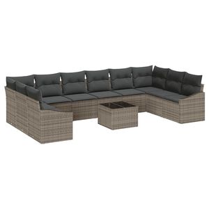 vidaXL Ensemble de canap&eacute; de jardin avec stockage Gris clair polyrotin