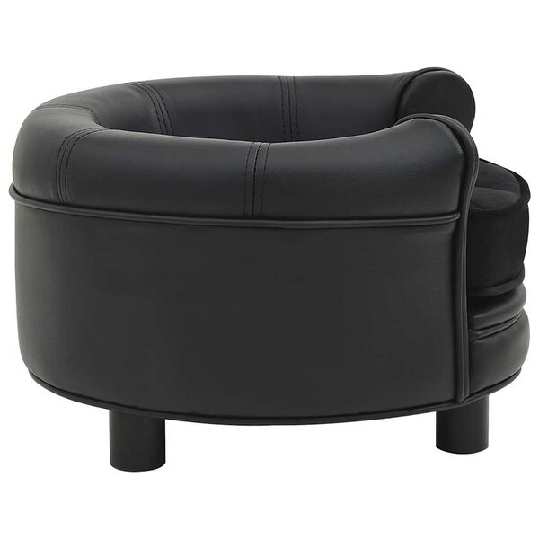 vidaXL Canap&eacute; pour chien Noir 48x48x32 cm Peluche et similicuir