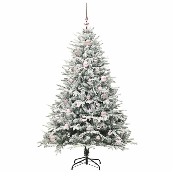 vidaXL Arbre de No&euml;l artificiel pr&eacute;-&eacute;clair&eacute; avec ensemble de boules