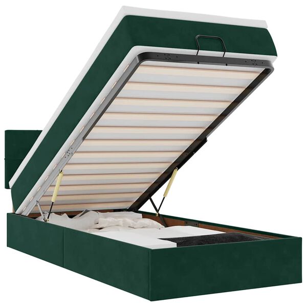 vidaXL Cadre de lit ottoman avec matelas vert fonc&eacute; 100x200 cm velours