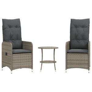 vidaXL Chaises inclinables de jardin lot de 2 et table r&eacute;sine tress&eacute;e