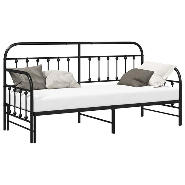 vidaXL Cadre de lit de jour Noir 80 x 200 cm Acier enduit de poudre