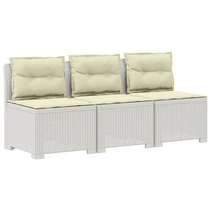 vidaXL Canap&eacute; de jardin 3 places avec coussins look rattan PP Blanc