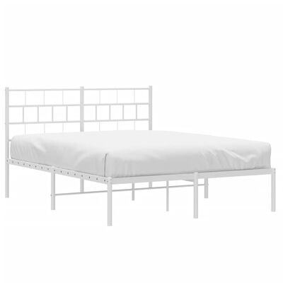 vidaXL Cadre de lit métal sans matelas et tête de lit blanc 150x200 cm