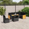 vidaXL Salon de jardin 7 pcs avec coussins noir r&eacute;sine tress&eacute;e
