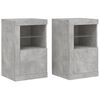vidaXL Armoires lat&eacute;rales et lumi&egrave;res LED 2 pcs gris b&eacute;ton