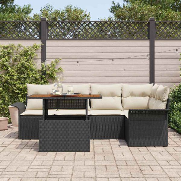 vidaXL Ensemble de canap&eacute; de jardin 6 pcs Noir Poly rotin