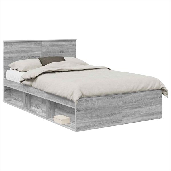 vidaXL Cadre de lit Gris Sonoma 120 x 200 cm Bois d'ing&eacute;nierie