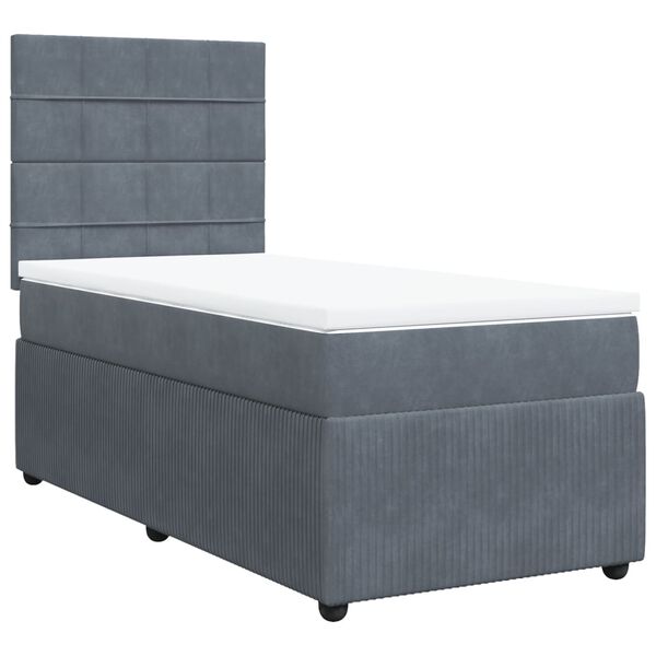 vidaXL Sommier &agrave; lattes de lit et matelas Gris fonc&eacute; 90x190 cm Velours