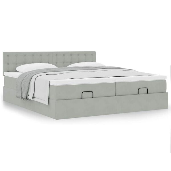 VidaXL Cadre de lit ottoman et matelas gris clair 160x200cm velours