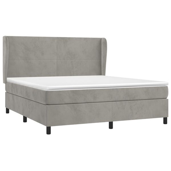 vidaXL Sommier &agrave; lattes de lit et matelas Gris clair 180x200cm Velours