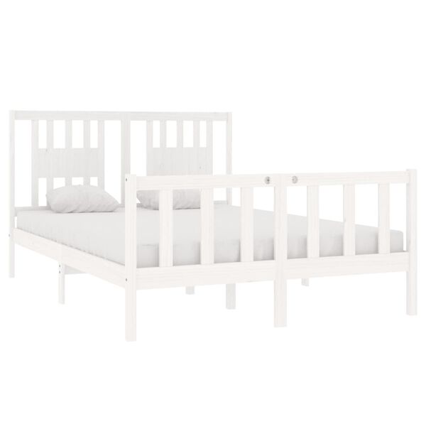 vidaXL Cadre de lit sans matelas blanc 135x190 cm bois massif