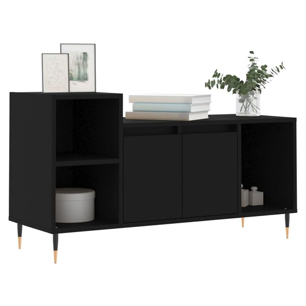 vidaXL Meuble TV Noir 100x35x55 cm Bois d'ing&eacute;nierie