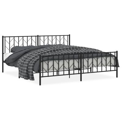 vidaXL Cadre de lit métal sans matelas avec pied de lit noir 193x203cm