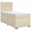 vidaXL Lit boxspring avec matelas Cr&egrave;me 90 x 190 cm Tissu