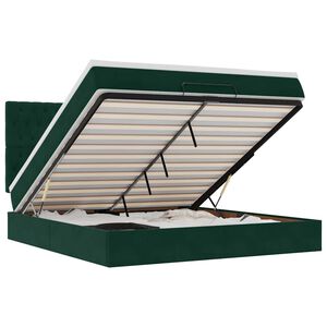 vidaXL Cadre de lit ottoman avec matelas vert fonc&eacute; 160x200 cm velours