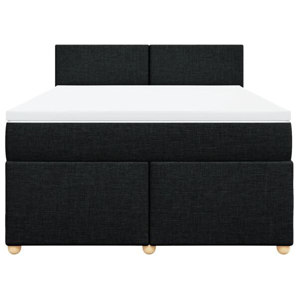 vidaXL Sommier &agrave; lattes de lit avec matelas Noir 140x200 cm Tissu