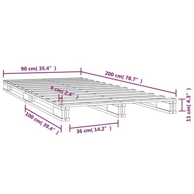 vidaXL Lit de palette blanc 90x200 cm bois de pin massif