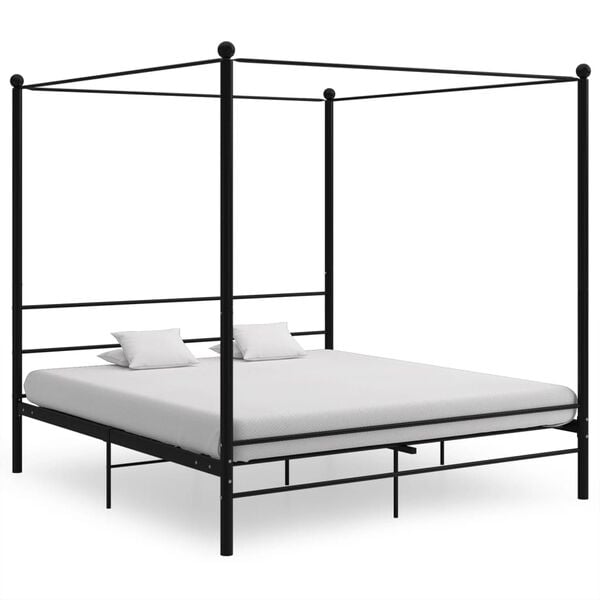 vidaXL Cadre de lit à baldaquin sans matelas noir métal 200x200 cm