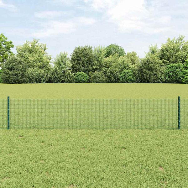 vidaXL Clôture avec poteau Vert 0,4 x 25 m Acier et PVC