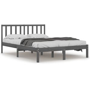 vidaXL Cadre de lit sans matelas bois massif de pin gris 200x200 cm