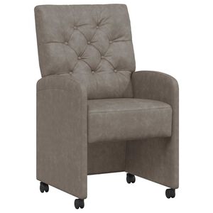 vidaXL Chaises de Salle &agrave; Manger avec Roues 2 pc Faux cuir Gris