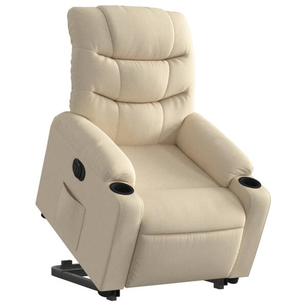 vidaXL Fauteuil inclinable &eacute;lectrique cr&egrave;me tissu