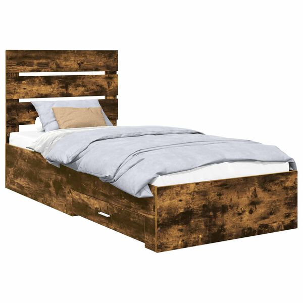 vidaXL Cadre de lit Ch&ecirc;ne fum&eacute; 90 x 190 cm Bois d'ing&eacute;nierie