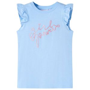 vidaXL T-shirt enfants avec manches &agrave; volants bleu clair 104