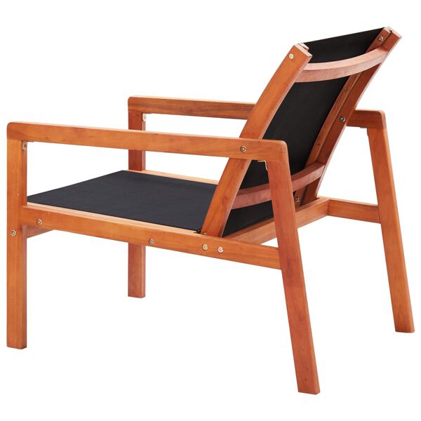 vidaXL Chaise de jardin Noir Bois d'eucalyptus solide et textil&egrave;ne