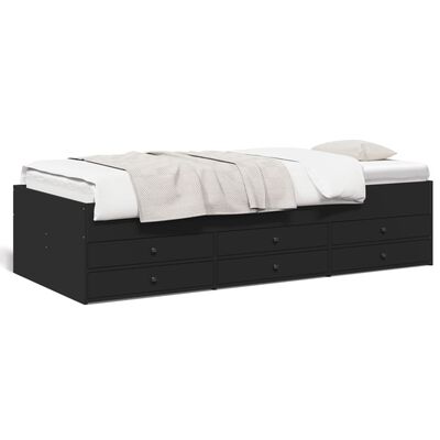 vidaXL Lit de jour avec tiroirs sans matelas noir 90x190 cm