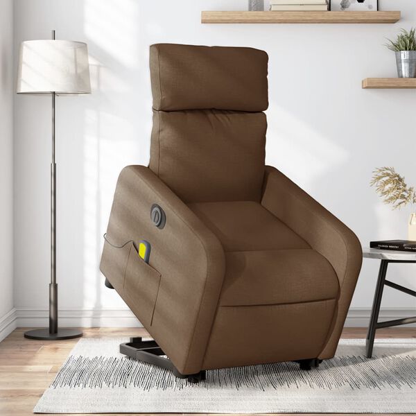 vidaXL Fauteuil inclinable de massage &eacute;lectrique Marron Tissu