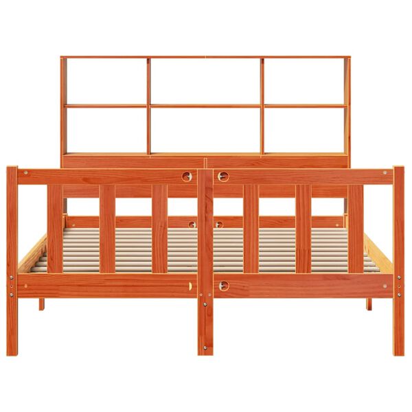 vidaXL Lit biblioth&egrave;que sans matelas cire marron 140x200 cm pin massif