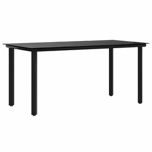 vidaXL Table &agrave; d&icirc;ner de jardin Noir 160x80x74 cm Acier et verre tremp&eacute;
