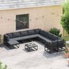 vidaXL Ensemble de canap&eacute; de jardin 11 pcs Noir Aluminium