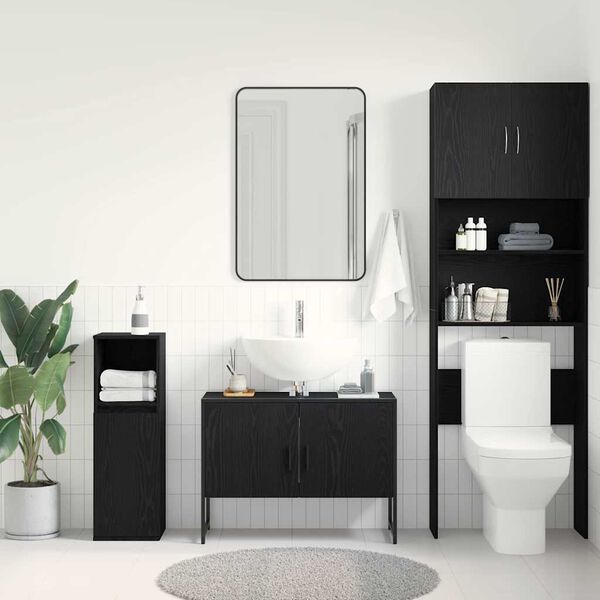 vidaXL Meuble de Lavabo de Salle de Bain Ch&ecirc;ne noir 80 x 30 x 60 cm