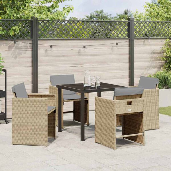 vidaXL Ensemble de salle &agrave; manger pour jardin 5 pcs Beige polyrotin