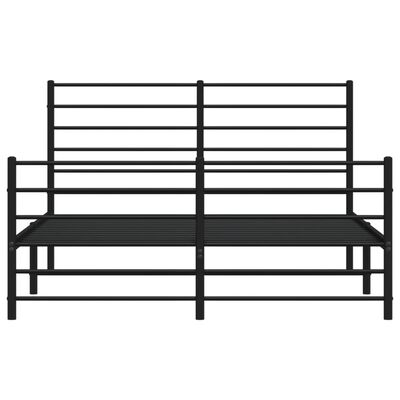 vidaXL Cadre de lit métal sans matelas avec pied de lit noir 135x190cm