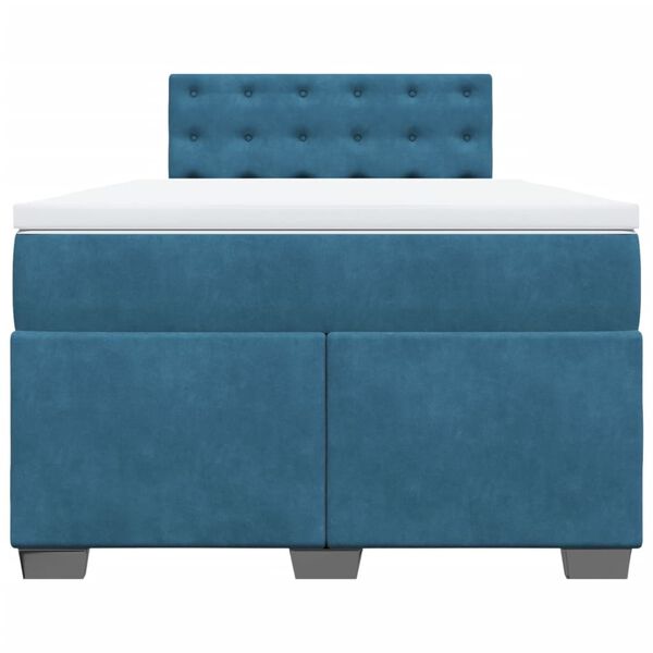 vidaXL Sommier &agrave; lattes de lit et matelas bleu fonc&eacute; 120x190cm velours