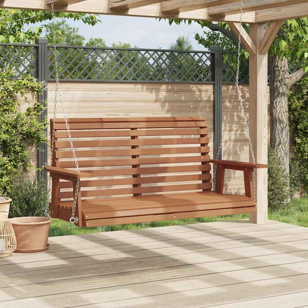 vidaXL Banc de balan&ccedil;oire de jardin cha&icirc;nes en m&eacute;tal bois massif sapin