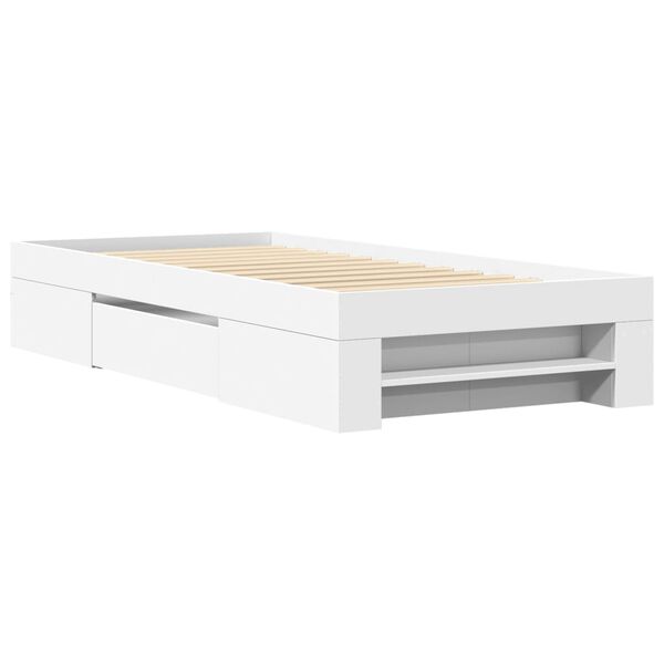 vidaXL Cadre de lit sans matelas blanc 100x200 cm bois d'ing&eacute;nierie