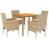 vidaXL Ensemble &agrave; manger de jardin et coussins 5pcs beige rotin acacia